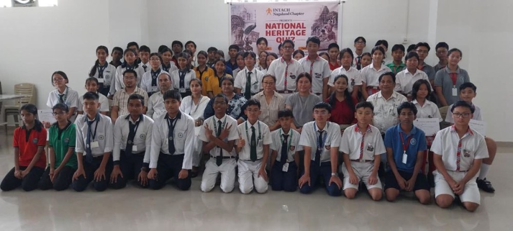 Officials along with the participants during the quiz competition held at Tulip Hall, Duncan Bosti, in Dimapur on August 21.